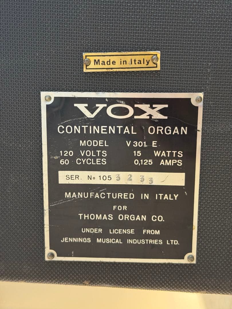 【レア物】Vox Continental V301E イタリア製 ヴィンテージ