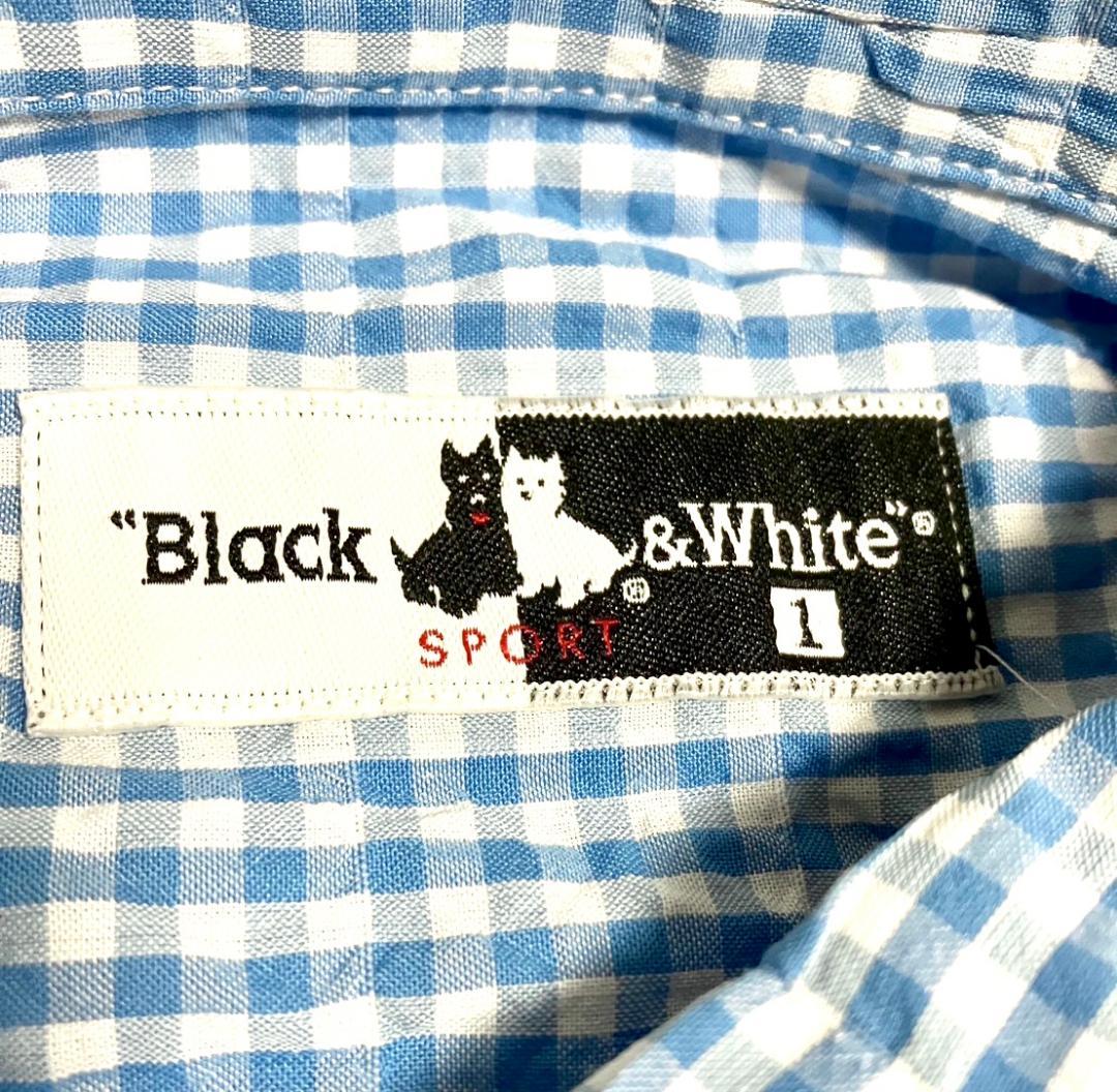 【早い者勝ち✨】新品 ブラック&ホワイト ワンピース サイズ1 水色系 チェック