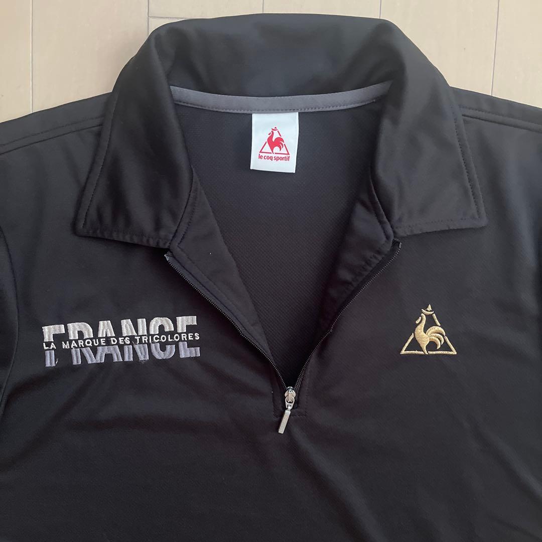 FRANCE ブラックポロシャツ ジップ付き