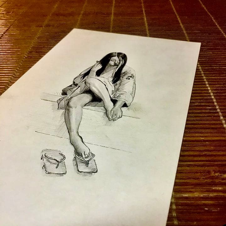 特値　肉筆鉛筆画 美人画❣️ 原画　1点物