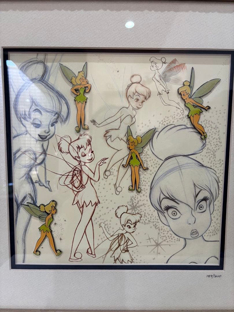 ディズニー　ティンカーベル 手描きイラスト ピンバッジ　限定版