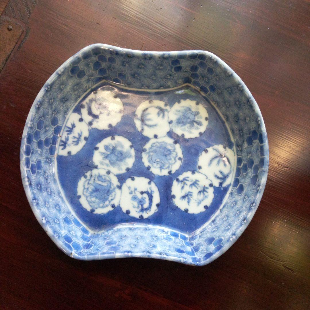 古伊万里　雪文皿　江戸時代