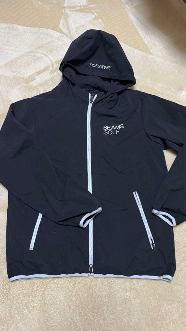 BEAMS 撥水 ストレッチフルジップフーディ ブラック
