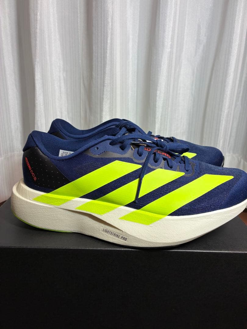ADIZERO Evo SL ダークブルー/イエロー/JR3415メンズ25.0