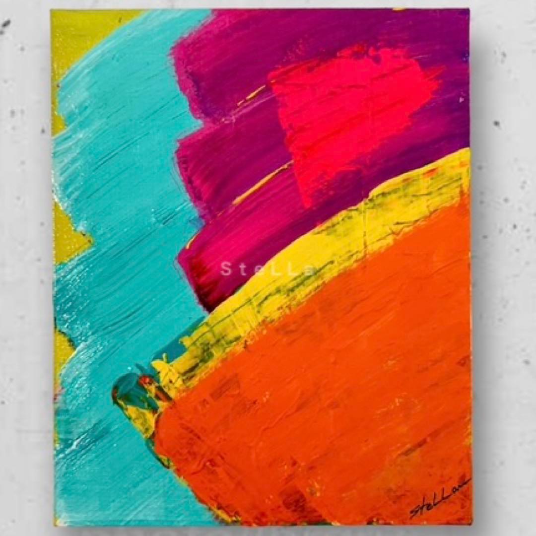 原画　現代アート　カラフル　絵　北欧　　ビビッド　壁掛け　おしゃれ　アートパネル