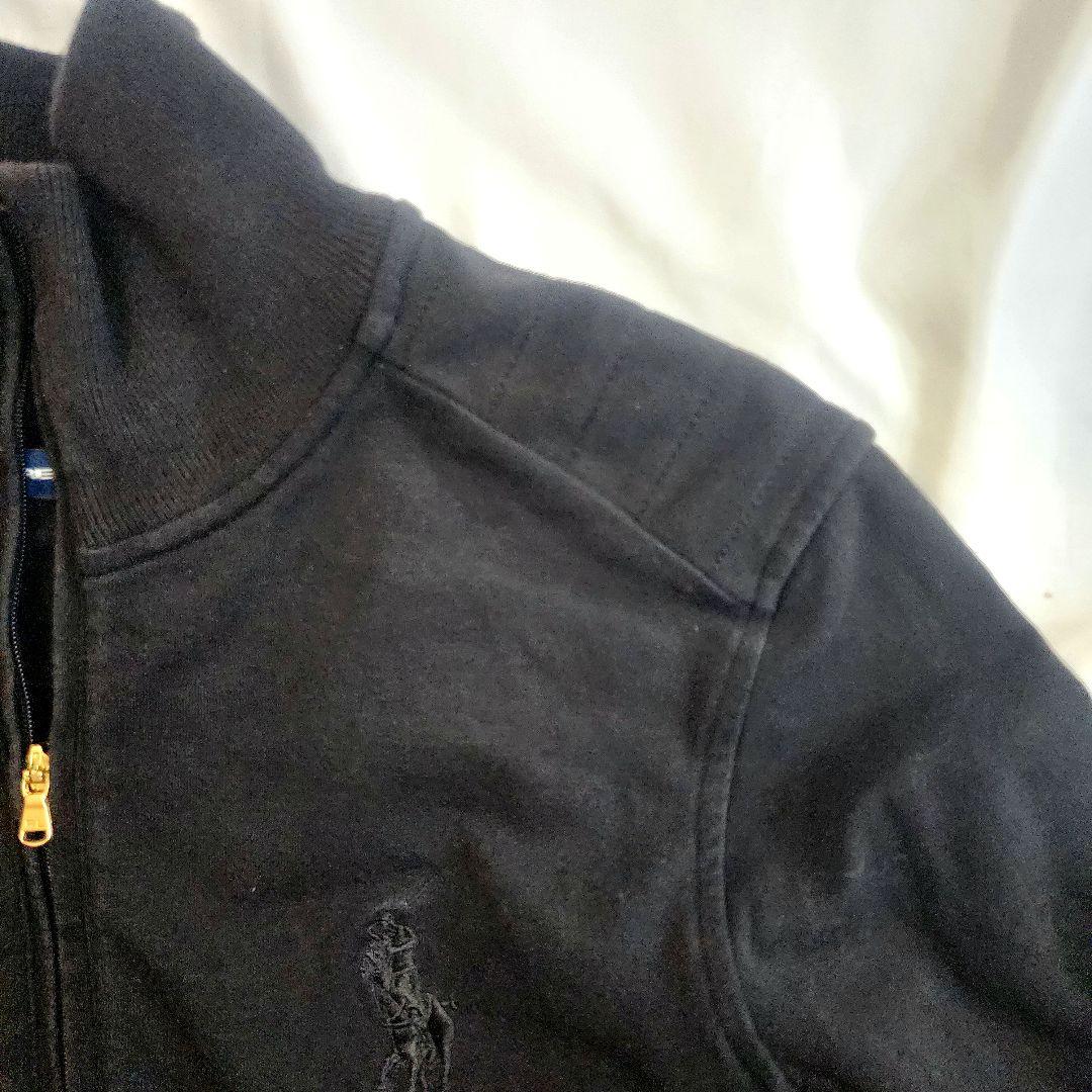 ラルフローレンゴルフ ジップアップスウェット 刺繍デカロゴ 黒 レディースM