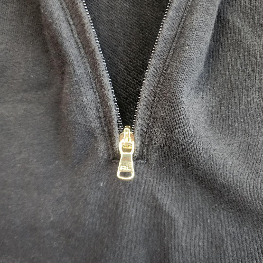 ラルフローレンゴルフ ジップアップスウェット 刺繍デカロゴ 黒 レディースM