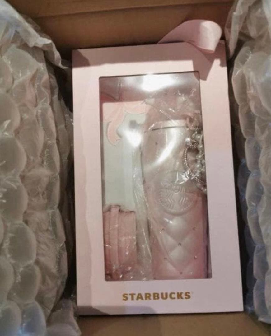 中国スターバックス　ステンレスタンブラー　ラインストーン　バレンタイン