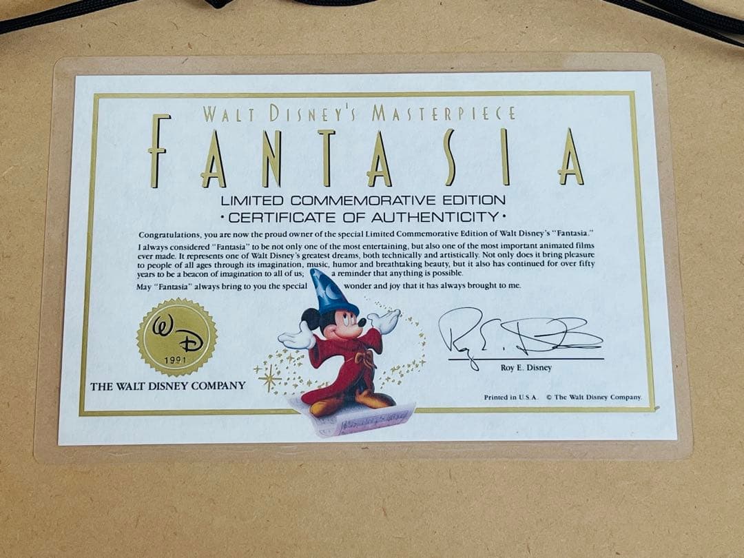 ディズニー公式 1991年限定記念リトグラフ ファンタジア ミッキーマウス