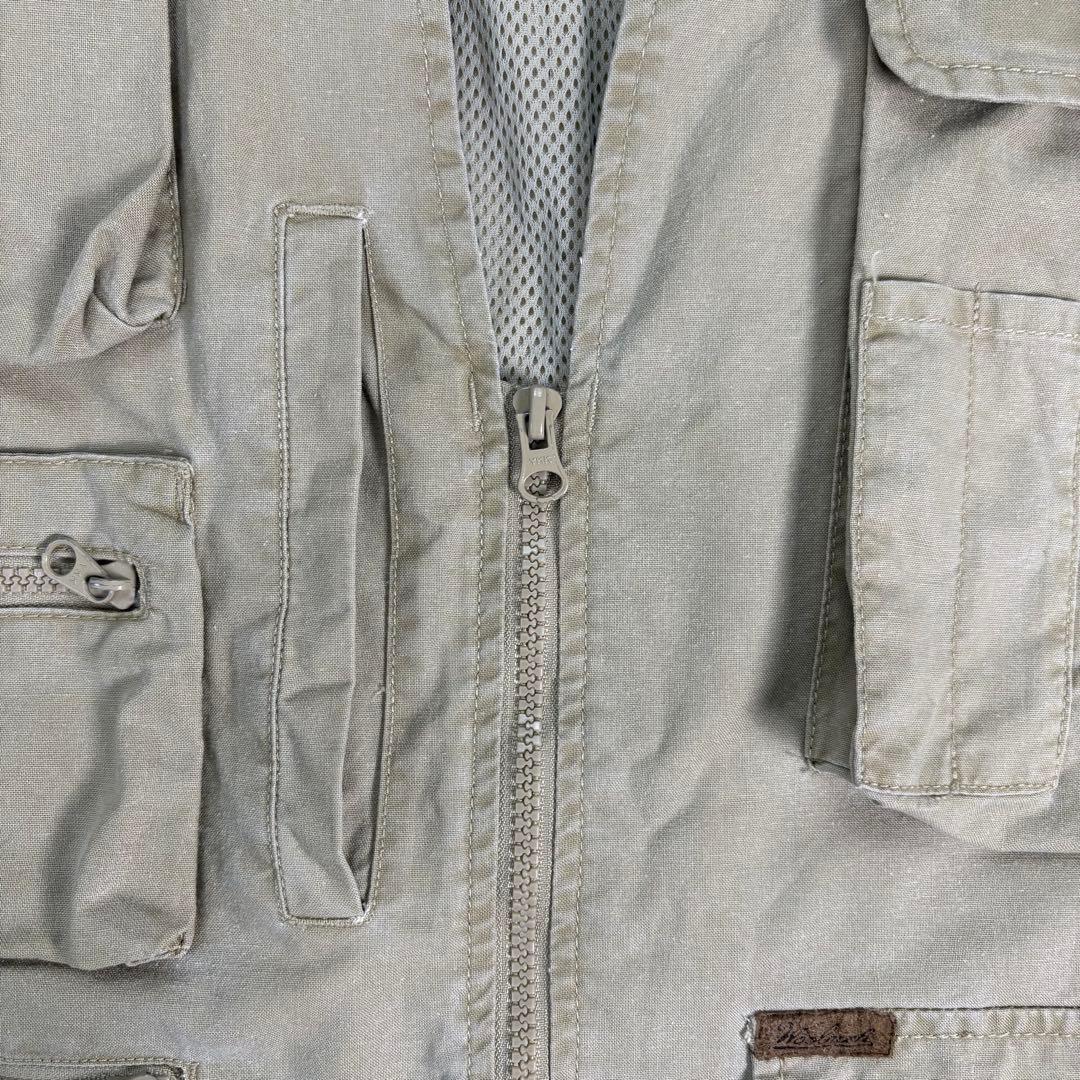 【希少】Woolrich90sフィッシングベスト2XLカーキフェード　ビンテージ