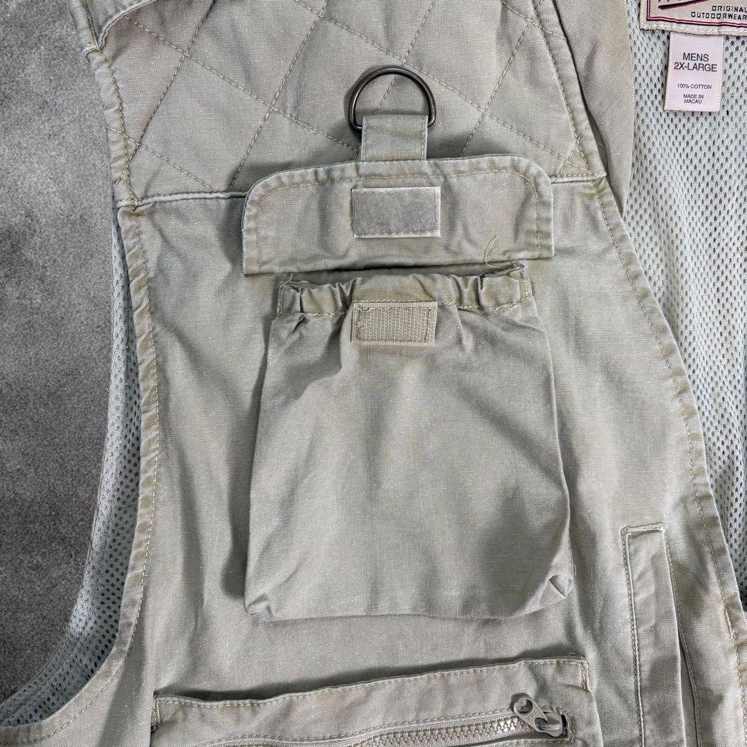 【希少】Woolrich90sフィッシングベスト2XLカーキフェード　ビンテージ