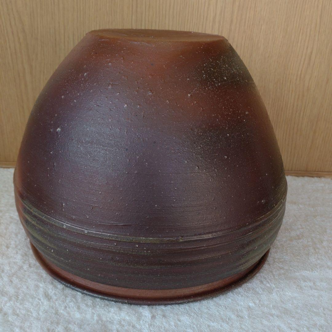 水瓶　備前焼　伊勢﨑競　無傷　無箱　割蓋付