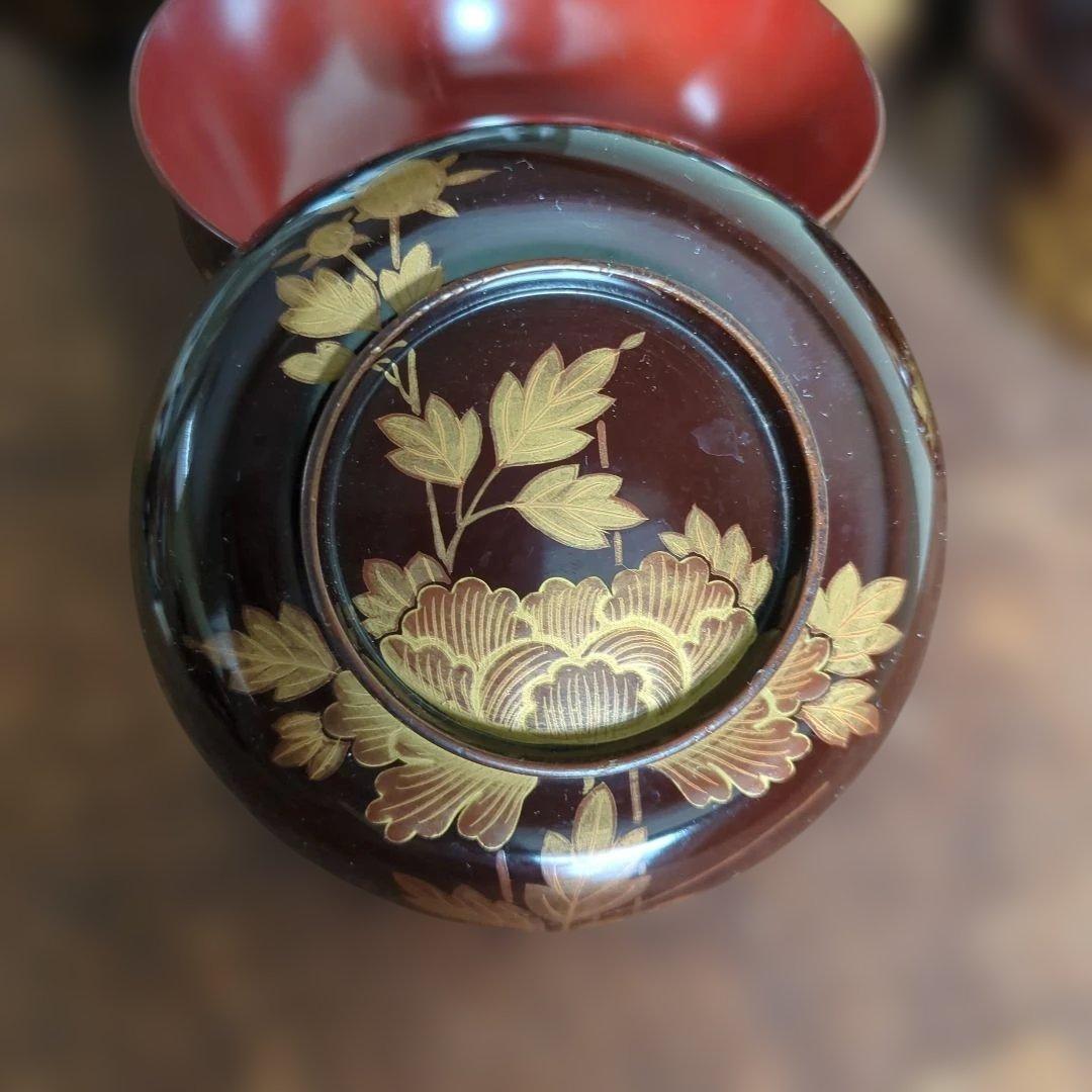 骨董　お椀　蓋付き　木製　漆器　蒔絵　煮物　雑煮　椀　5つ〜