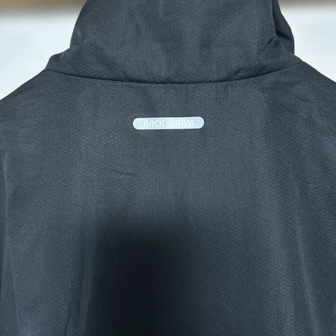 asicsウインドブレーカー セットアップ（上下）XL（O） 黒×金 軽量・保温