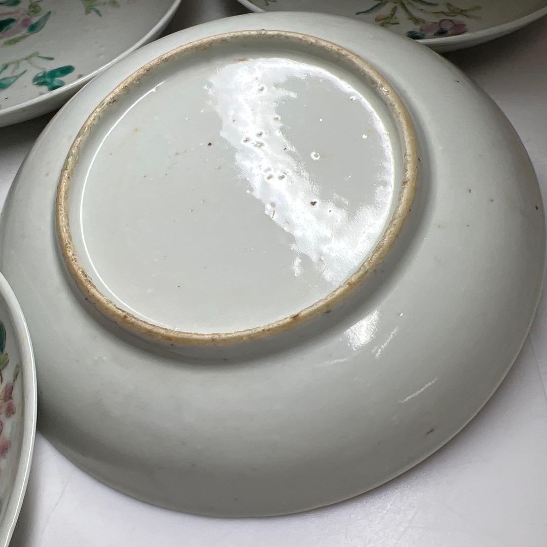 中国清時代　南京粉彩中皿5枚　木箱付　直径約16.5㎝　東Y8-0402☆2F