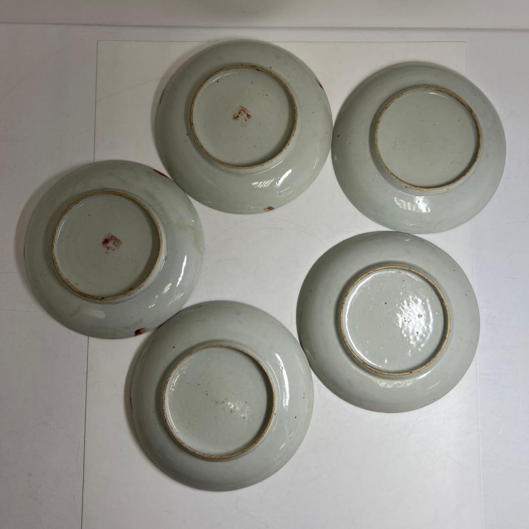 中国清時代　南京粉彩中皿5枚　木箱付　直径約16.5㎝　東Y8-0402☆2F