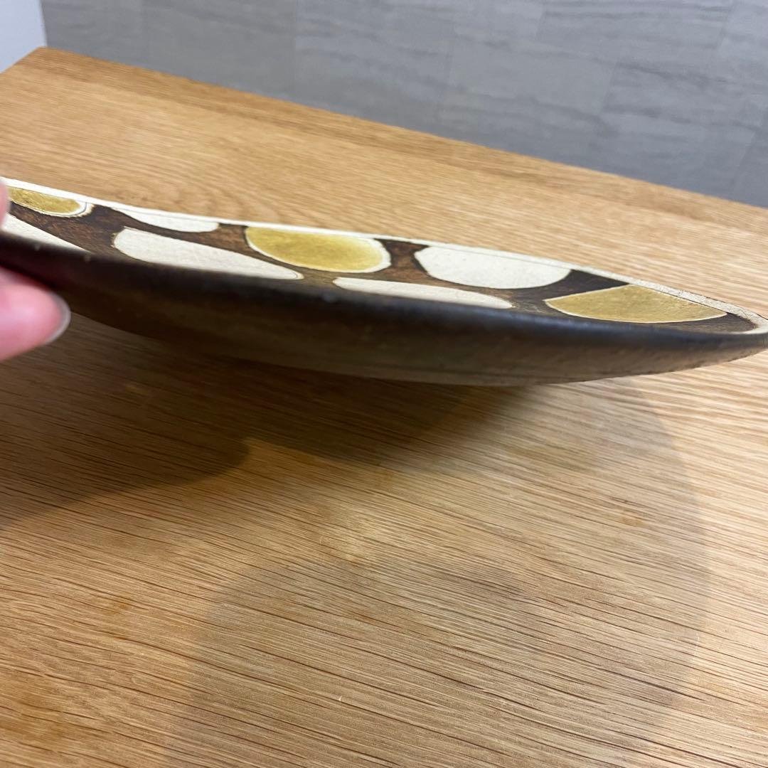 【市岡 泰】しずく皿　Lサイズ　約22cm 作家のうつわ　美品　白&黄