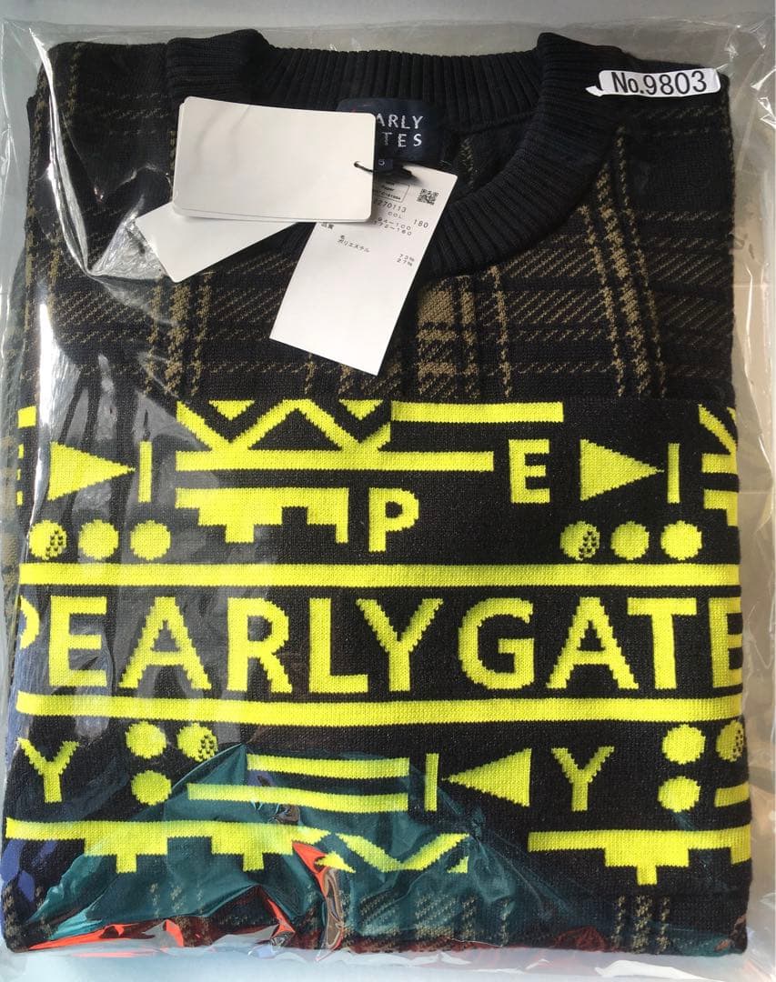 【PEARLY GATES】メンズ ジャガード クルーネックニット プルオーバー