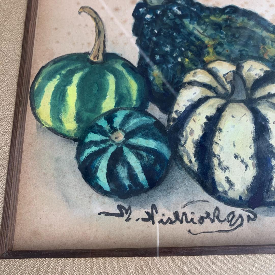 西岡瑞穂 「観賞かぼちゃ」直筆サインあり 洋画家 Kansho Kabocha