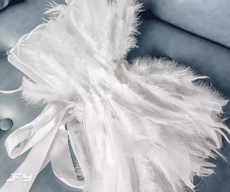 オーダーメイド　社交ダンス衣装　スタンダードドレス 羽根フロート付