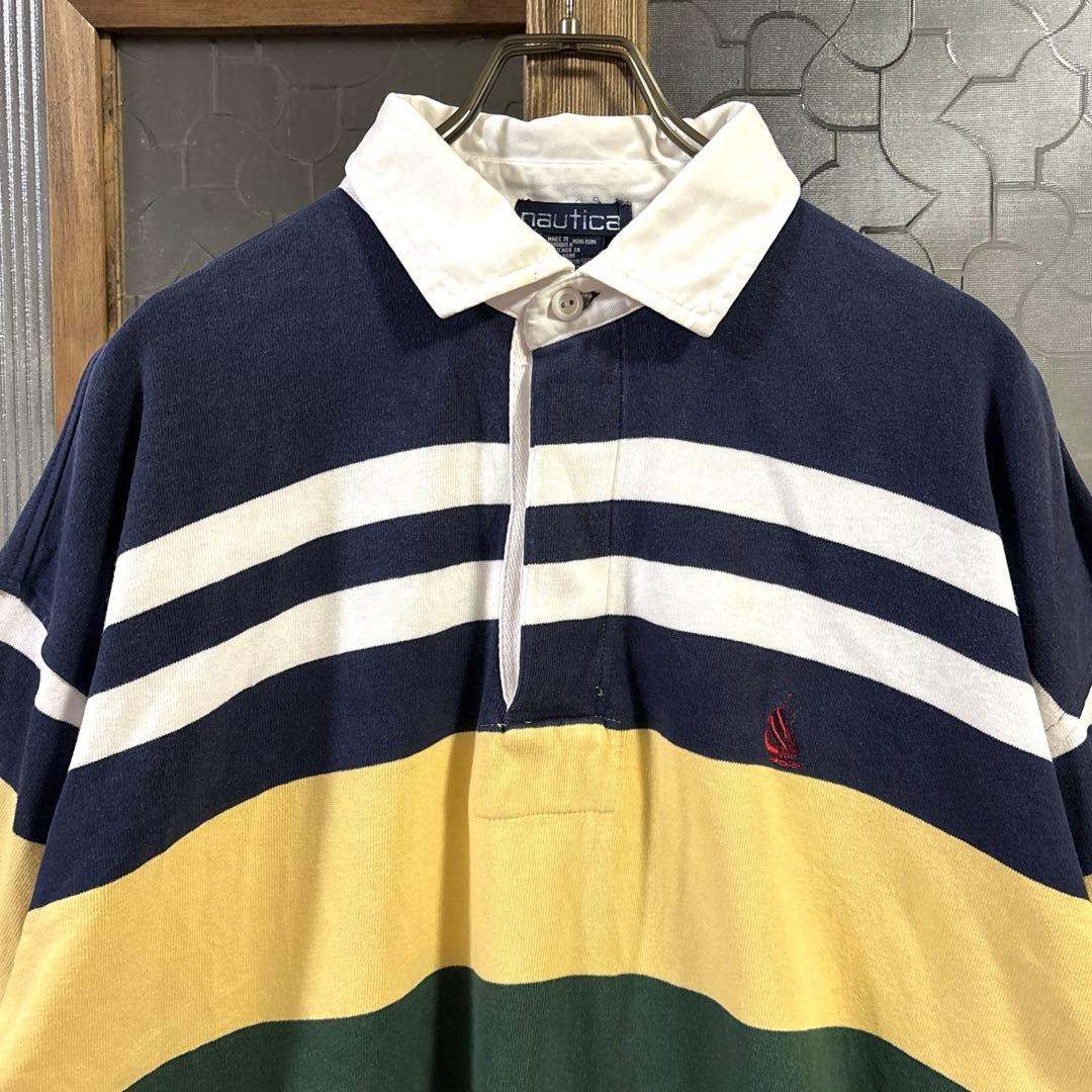90s US古着 nautica 長袖ラガーシャツ　XL マルチカラー