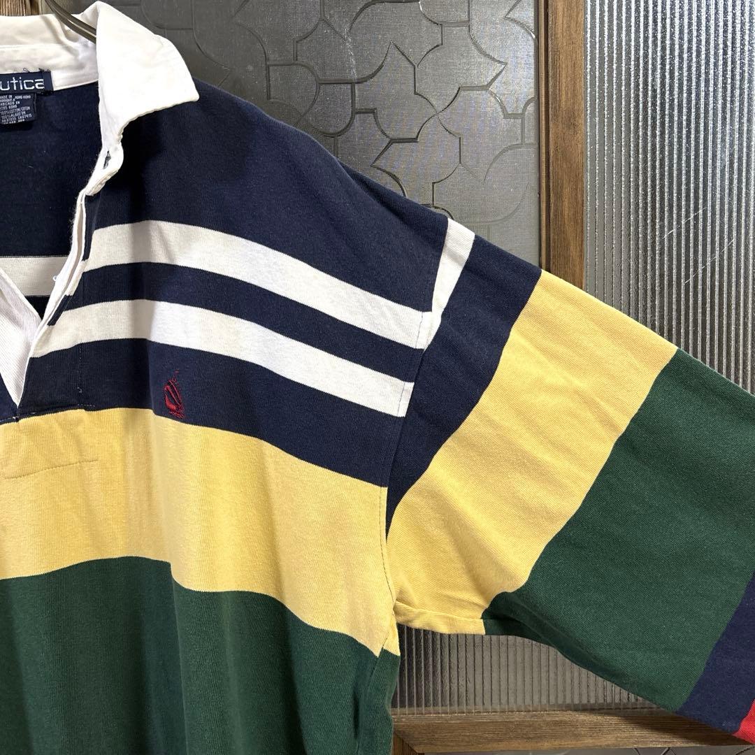 90s US古着 nautica 長袖ラガーシャツ　XL マルチカラー