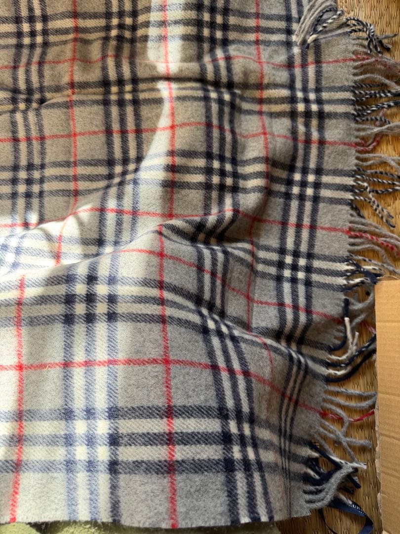 BURBERRY ウールチェックひざ掛け　グレーチェック