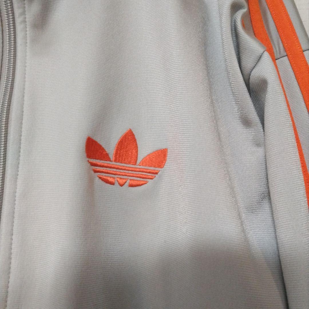 adidas グレー オレンジ ジャージジャケット M