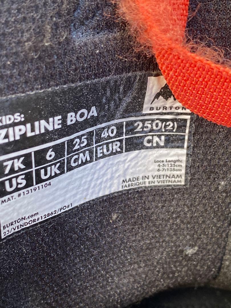 Burton キッズ用　スノーボードブーツ　25cm boa