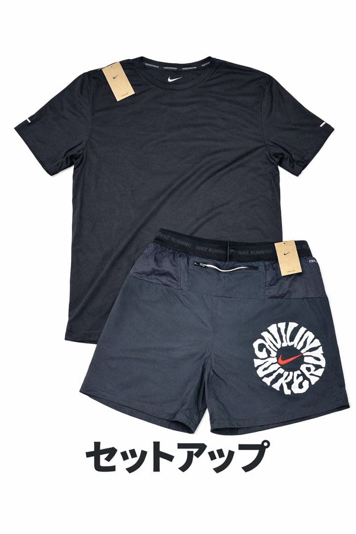 新品　NIKE RUNNINGセットアップ Tシャツ　ランニングブラック　S