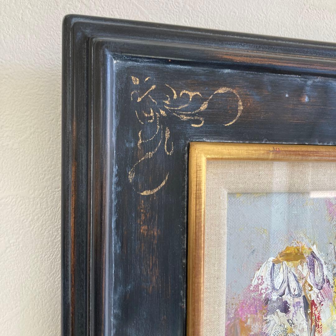油彩画　アンティーク調額縁　ポピー　F6