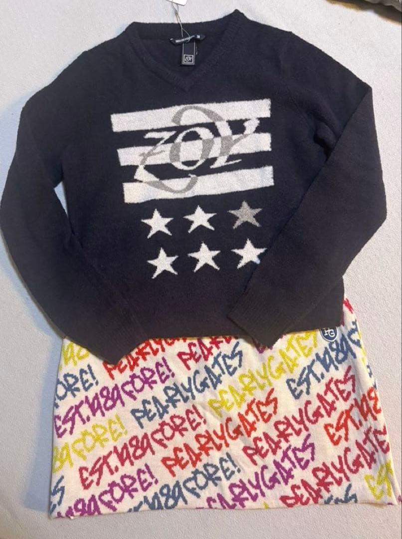 新品　27,500円　ZOY ふわもこ　ネイビー　星柄 セーター 38 ゴルフ
