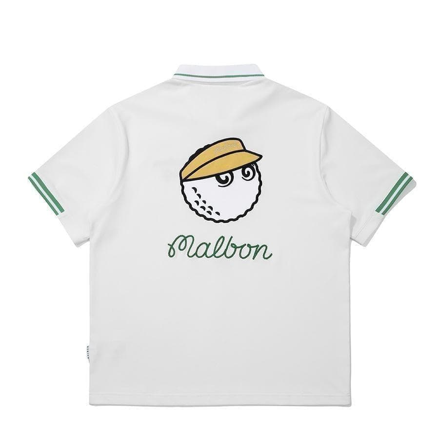マルボンゴルフ ポロシャツ malbon golf メンズ 半袖 シャツ 白色L