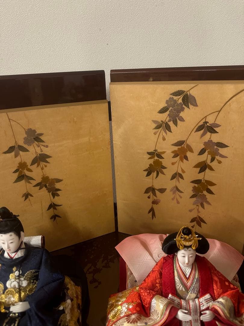 雛人形 親王飾り 平飾り 西陣織 金屏風 木製台座 新品未使用