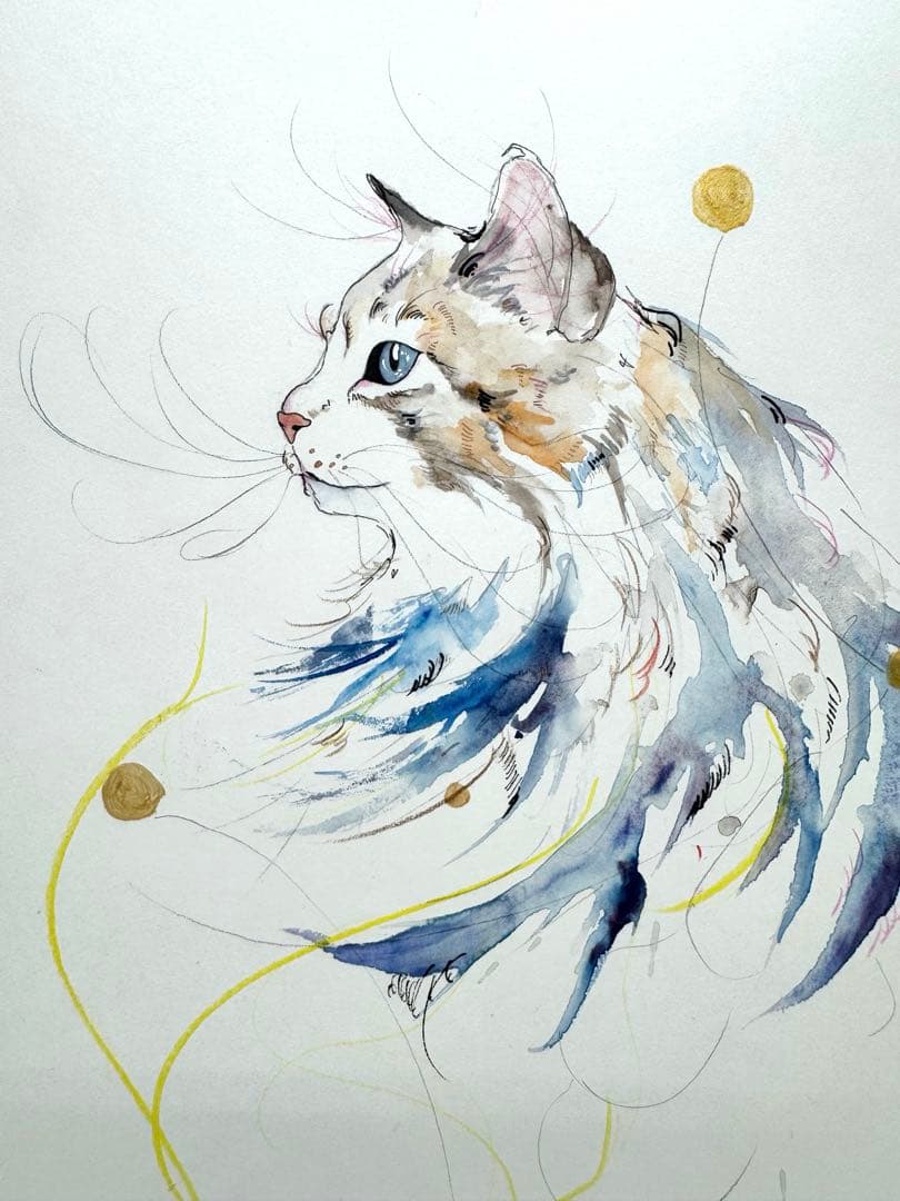 猫 原画 A4 簡易額装