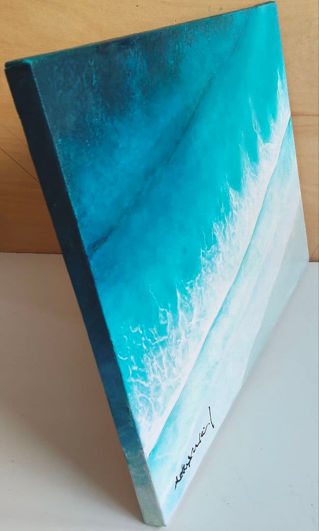 油絵　蒼海・白砂の触れる刻　洋画家　池畠　史幸　新作真筆画
