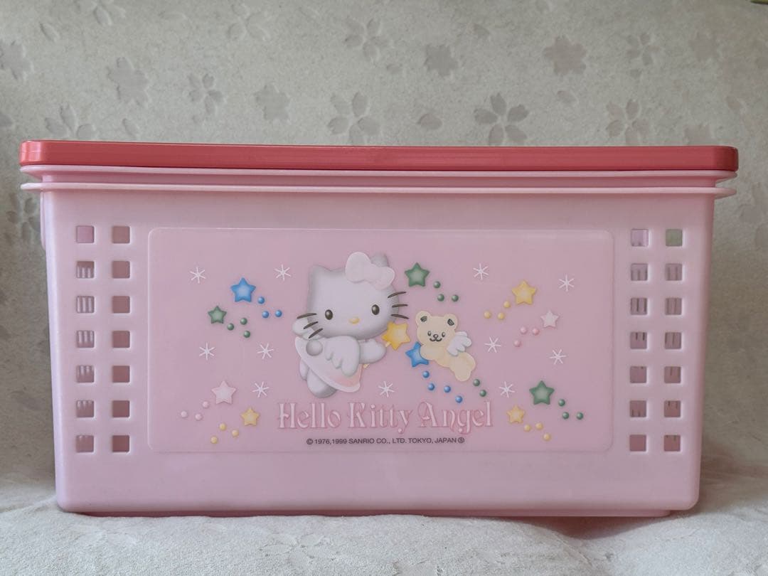 ハローキティ エンジェル プラスチックケース バスケット カゴ LL 平成 レア