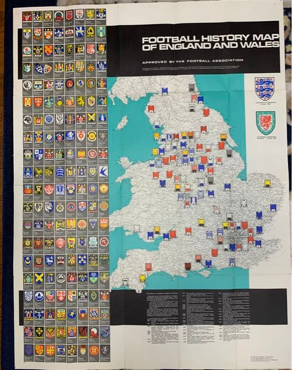 England Football Map BARTHOLOMEW社製'70年代