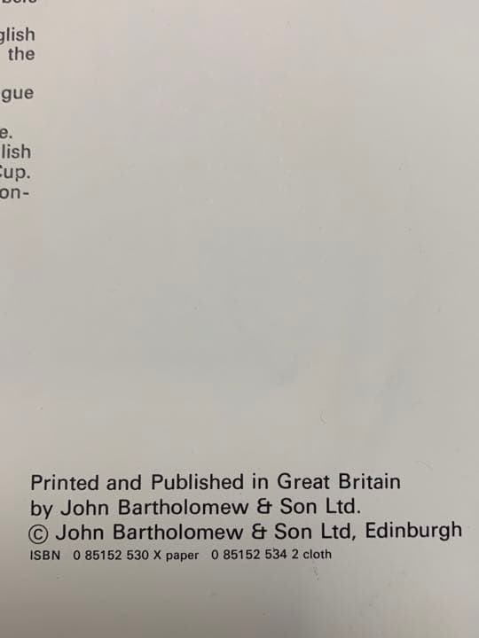 England Football Map BARTHOLOMEW社製'70年代