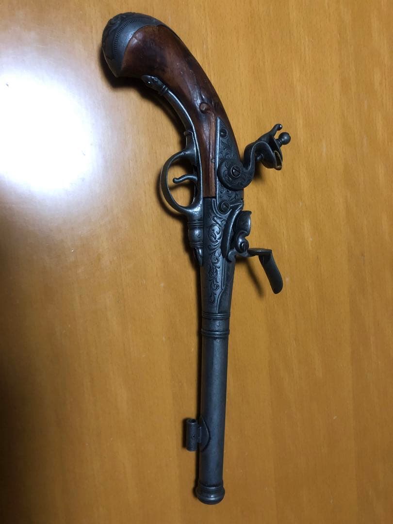 レプリカ 古式銃 火縄銃 プリントロック 飾り銃 短銃 木製 模造銃