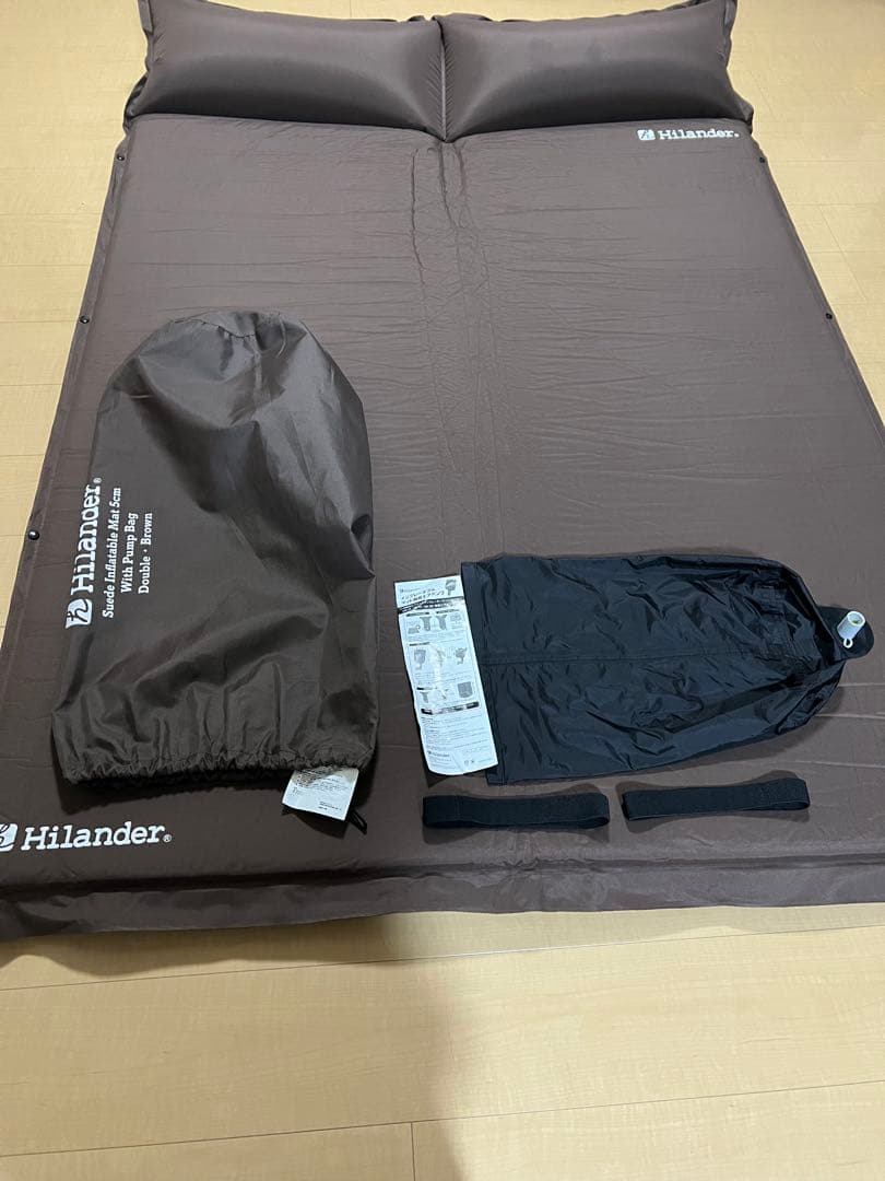 Hilander スエードインフレータブルマット ダブル ブラウン