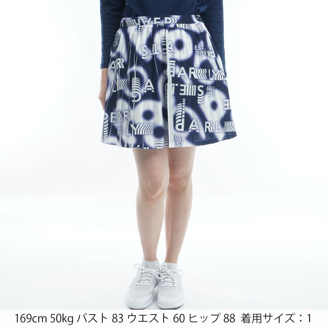 未使用 タグ付 ロゴぼかし プリーツスカート 0 S ネイビー紺 パーリーゲイツ
