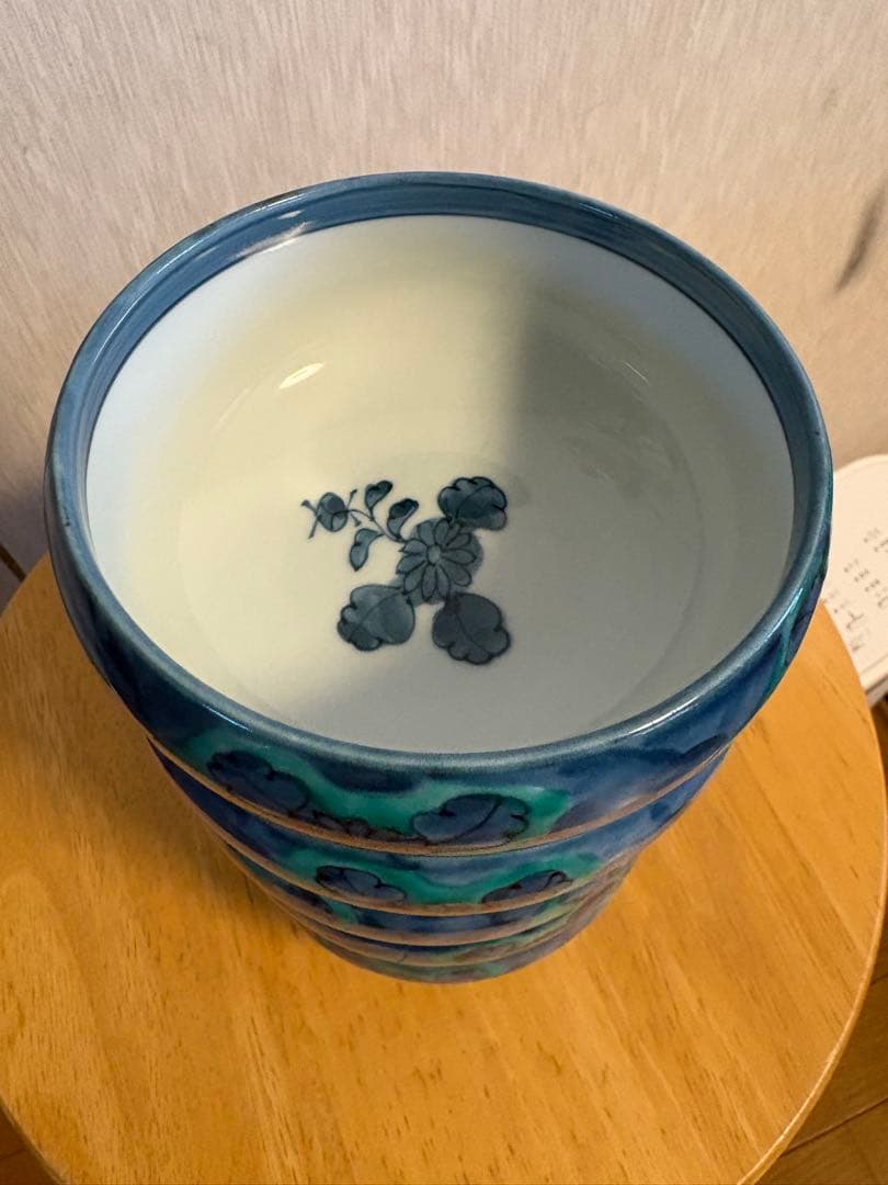 源右衛門窯/青彩菊絵取鉢5客/飾鉢/菓子鉢/懐石道具/