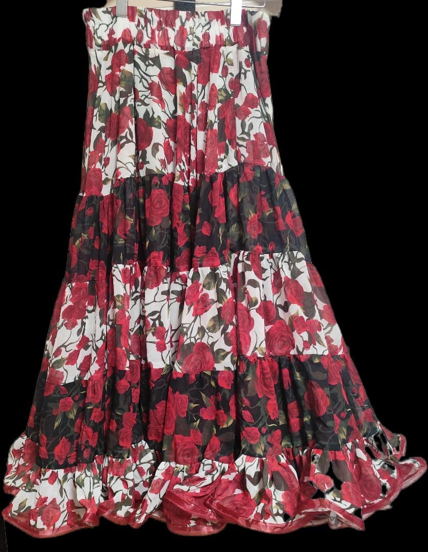 ジプシースカート　25ヤード　シフォン　花柄　ベリーダンス