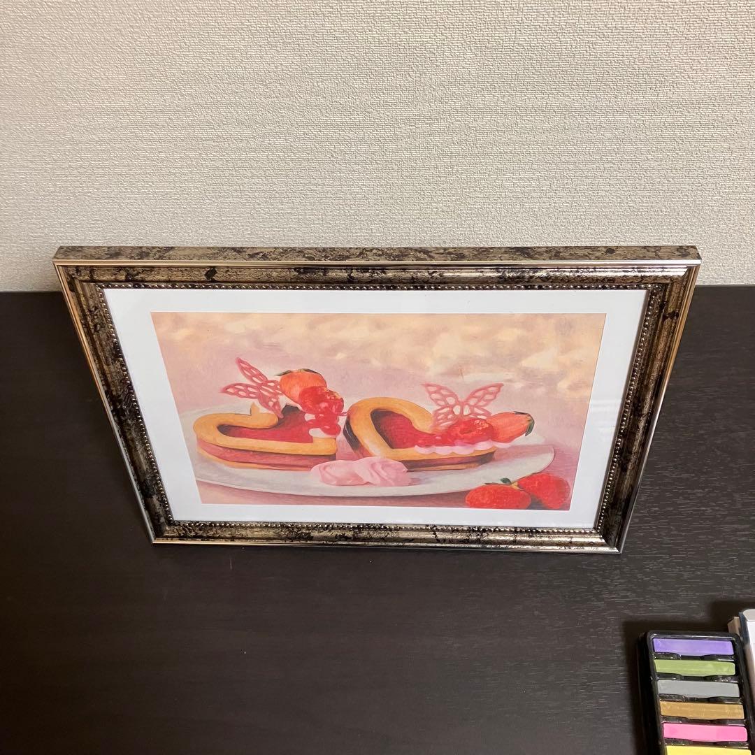 スイーツアート8 パステル画　額縁寸法32.7㎝×24.0㎝×1.5㎝