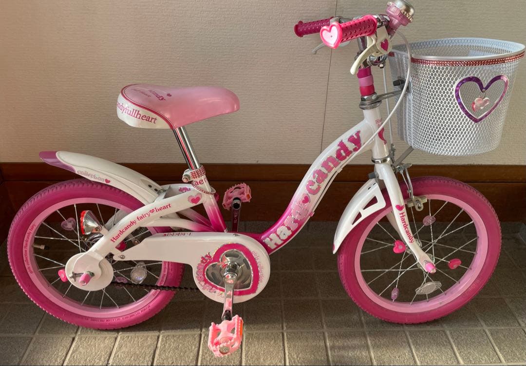 ハートキャンディ　女の子　補助輪付自転車 ピンク　紫　16インチ