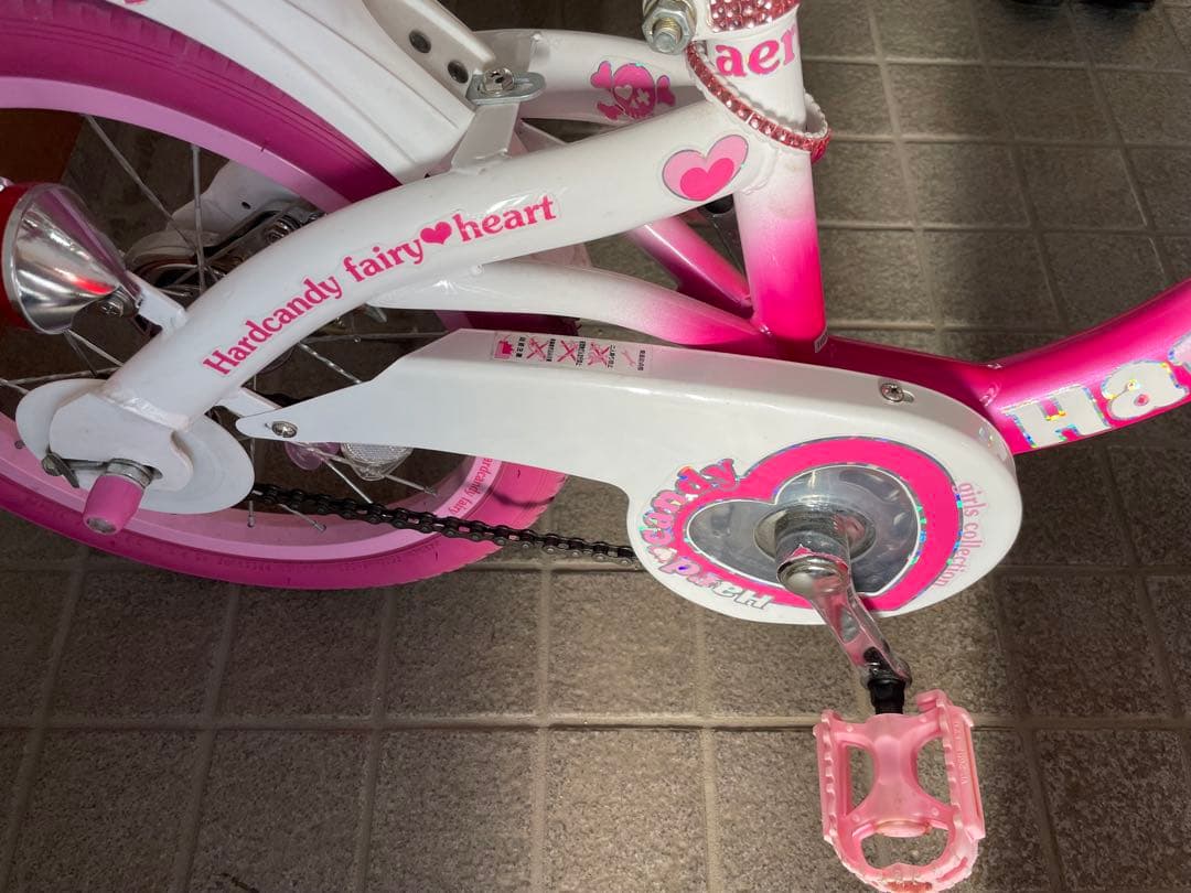 ハートキャンディ　女の子　補助輪付自転車 ピンク　紫　16インチ