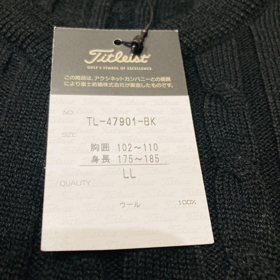 Titleist ニット セーター 長袖　Vネック LL ウール　黒　ゴルフ