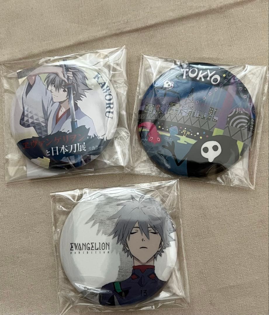 匿名配送/エヴァゲリヲンと日本刀展 缶バッジ他グッズ12点セット