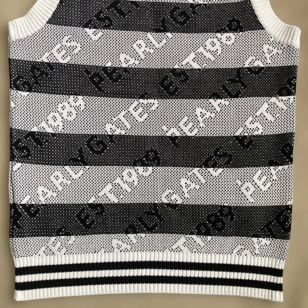 PEARLY GATESパーリーゲイツ ニットベスト メッシュ ボーダー ロゴ